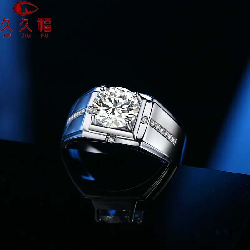 Male Cross Luxury Ring, PT950 Platinum and 3 Carat Moissanite, create luxurious and heavy high-end wearing texture.