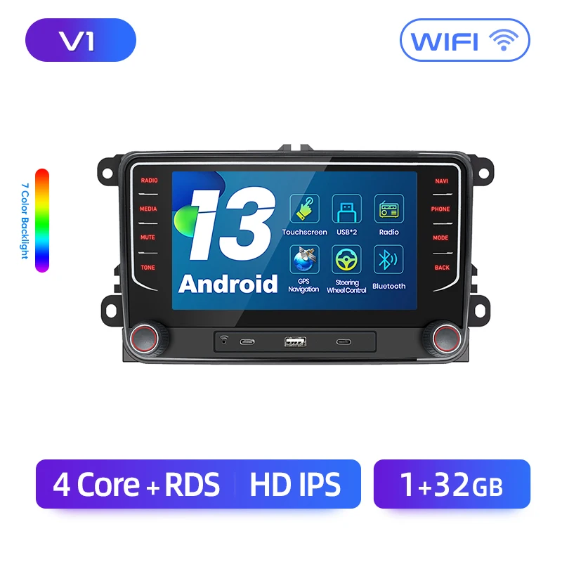 Junsun 7 "Draadloze Carplay Android Auto Radio voor VW Passat B6 B7 T5 Tiguan Touran GOLF 6 POLO Stereo GPS Multimedia Speler