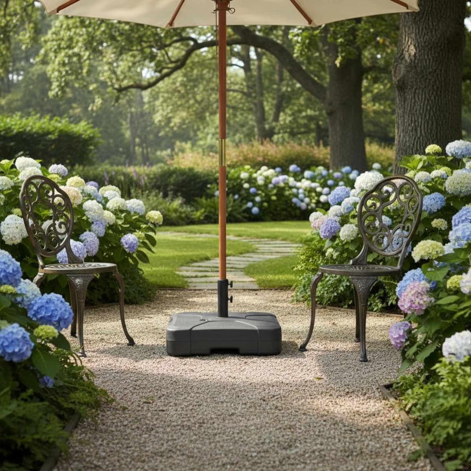 Water-Fillable Umbrella Base Plastic Patio Umbrella Base Outdoor Furniture Rounded Corners Stable for Garden