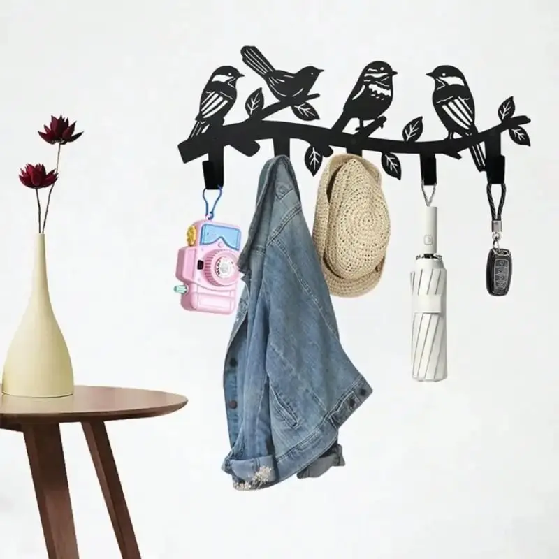CIFBUY Birds On Branch Iron Wall Hook, Hollow Metal Wall Art Hanger, Decorative Key Holder for Entryway Hall Home Decoration