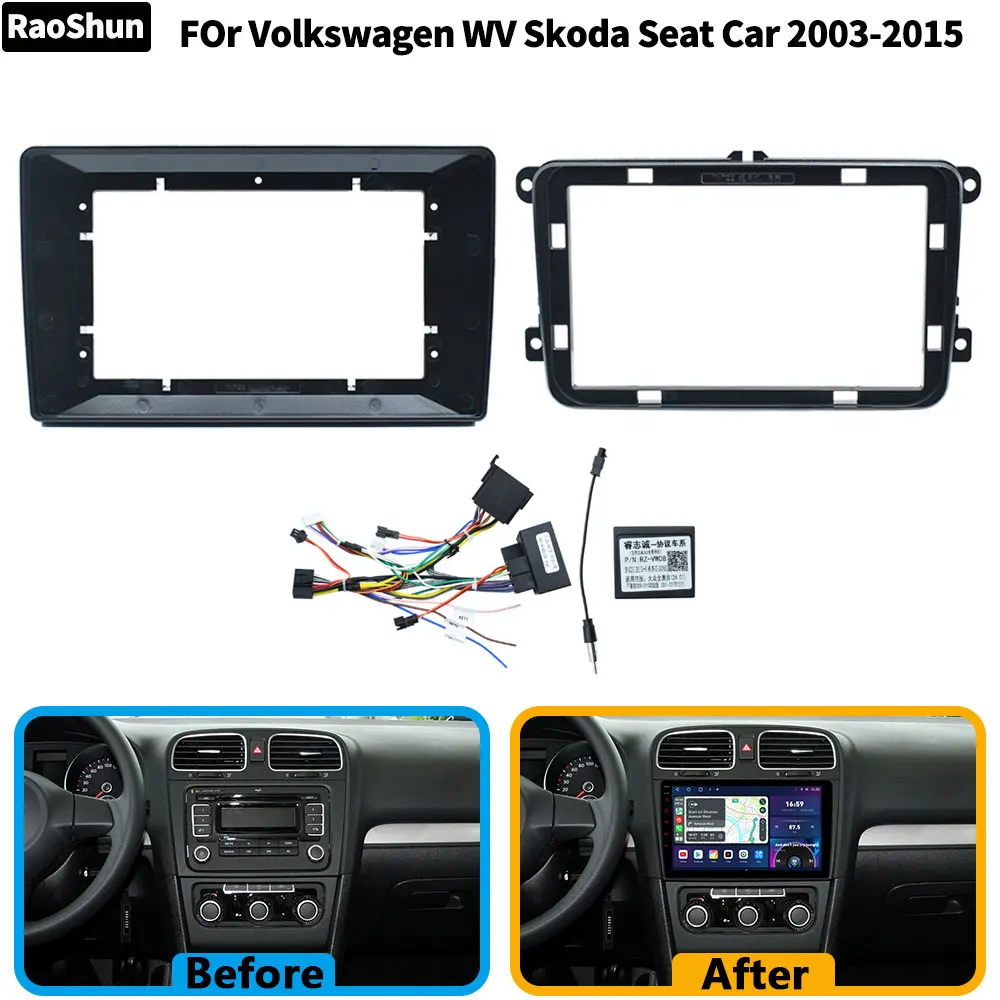 Car DVD Android Radio 10.1 inch Frame For VW Tiguan Passat B6 Golf Multivan T5 Touran Polo Caddy 2009 Panel 16PIN Harness Canbus