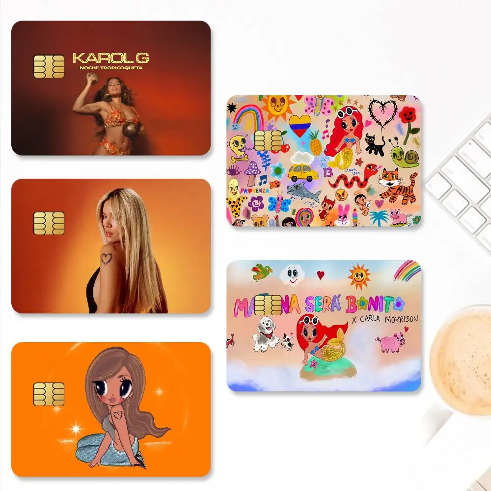 Singer K-Karol G Credit Card Stickers Skin for Bank Debit Decorative Protection 4PCS Anti-scratch Waterproof