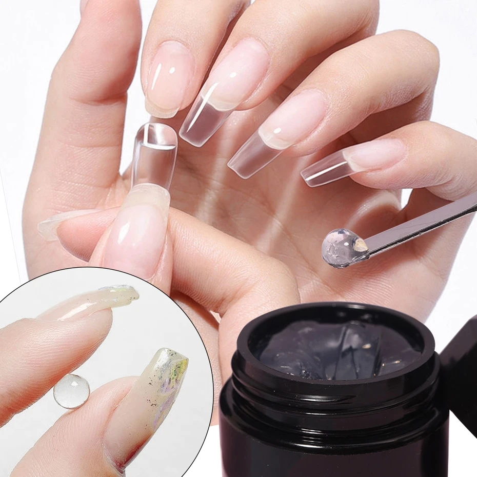 Solid Nail Tip Gel For Nail Extend Solid Soft Gel Mold Modeling Nail Glue White Clear Nail Patch Gel Soak Off Nail Polish SA2013