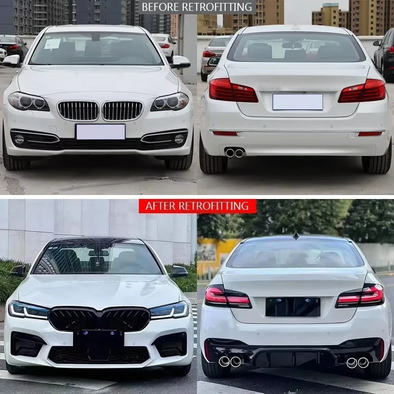 2010-2017 5 Series F10 F18 Facelift Body Kit Upgrade To 2021 G30 G38 M5 Style Front Bumper Hood Headlight Taillight PartsCar Par