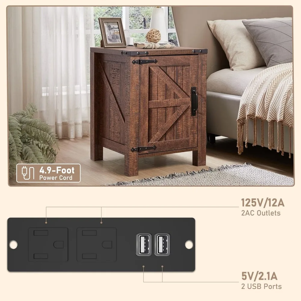 منضدة على طراز المزرعة مع قاعدة شحن، و18 طاولة نهاية ريفية تتميز بباب الحظيرة ورف قابل للتعديل، وجانب أريكة خشبي