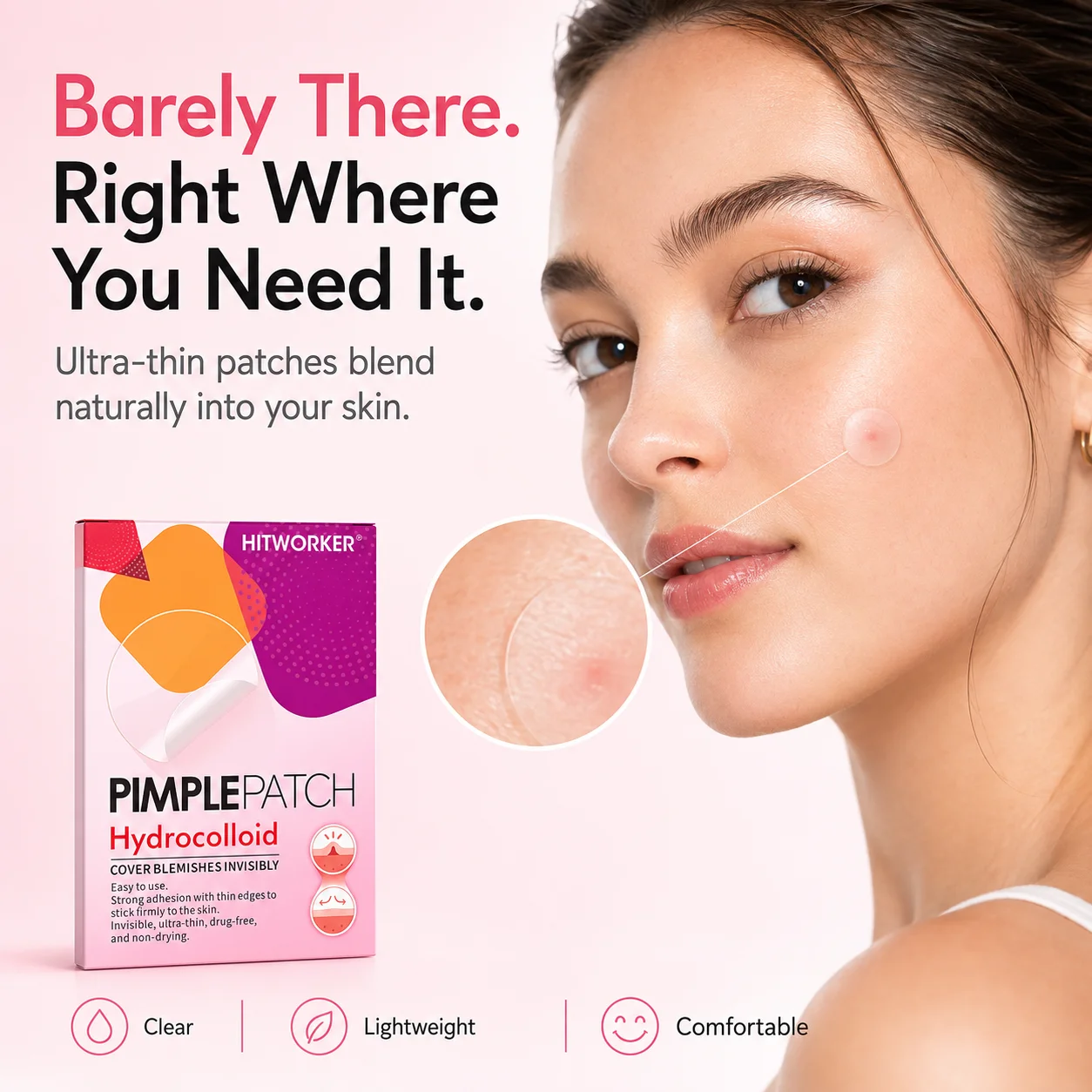 332pcs Hydrocolloid Pimple Patches for Face, Mixed Size Round & Rectangular Blemish Cover Stickers, Facial Spot Patches