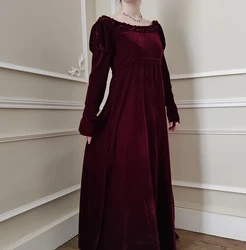 Emma cosplay Costume Dress Emma Style Velvet Dress Jane Austen Regency Dress High Waist Tea Party Red Ball Gown