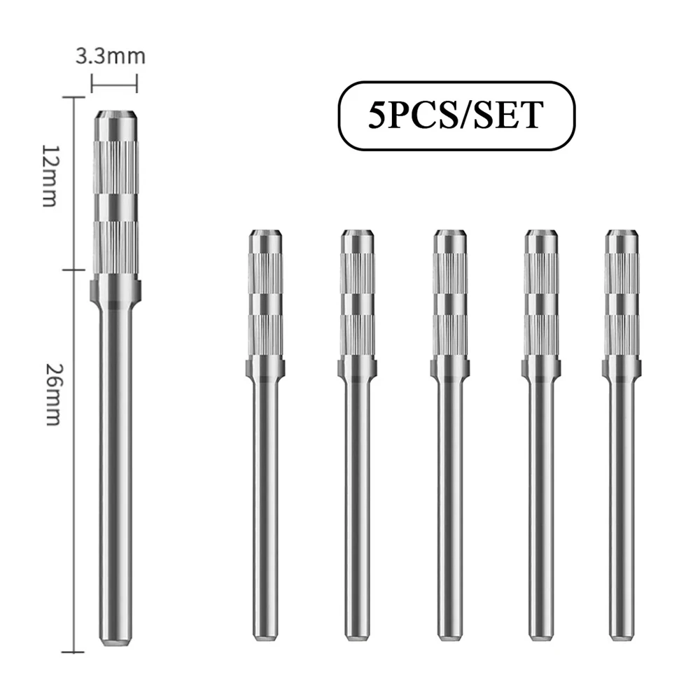 5pcs 3mm Mandrel Bit Nail Sanding Band Bit Manicure Nail Remover Sanding Caps Cutters Tools