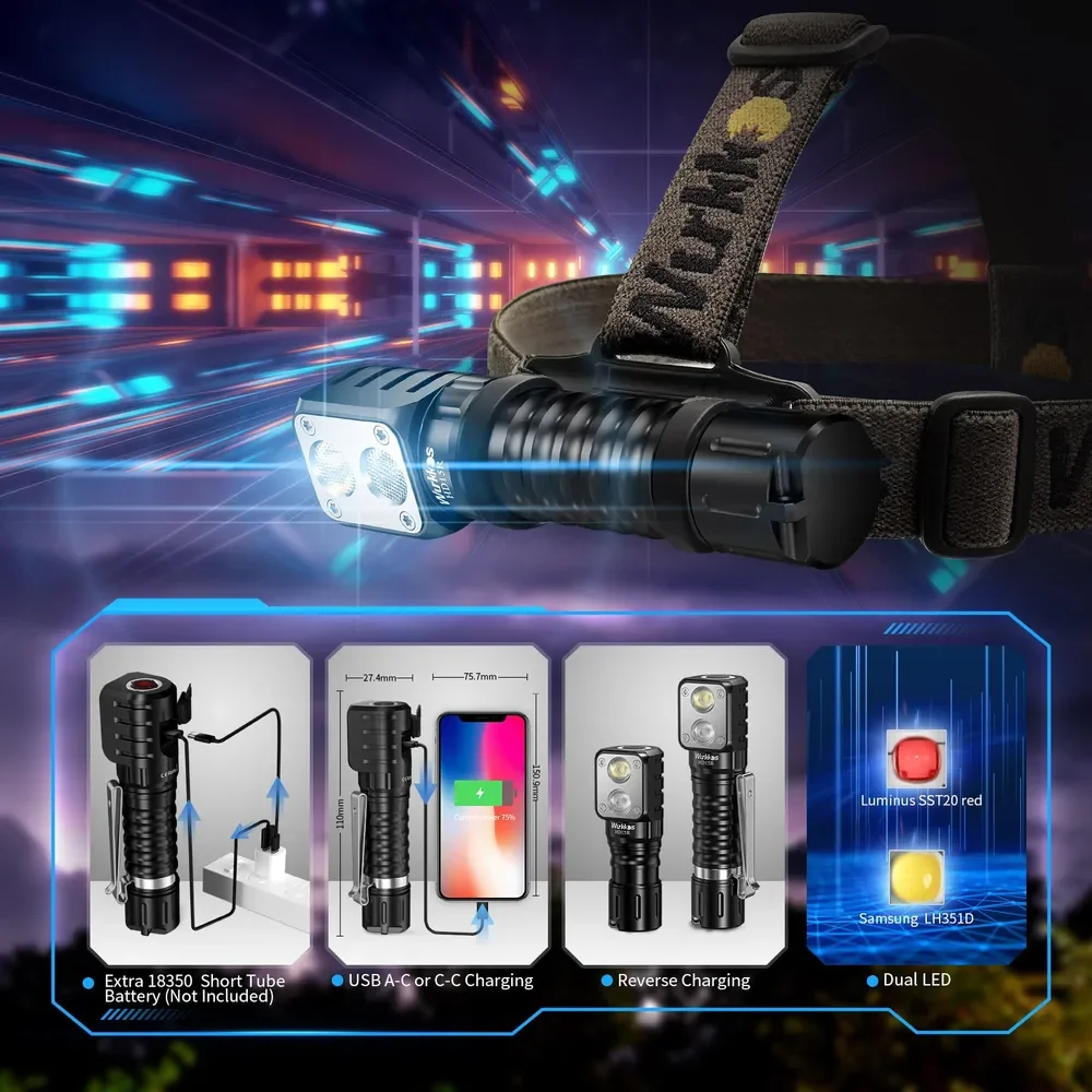 Wurkkos hd15r wiederauf ladbare Hochleistungs-LED-Taschenlampe 1150lm Angels chein werfer ip68 Power Bank edc Taschenlampe magnetische Heck kappe