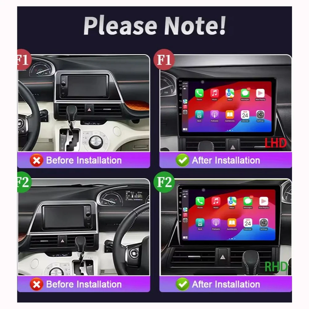 10 Inch Android 14 2 Din Car Multimedia Player For Toyota Sienta 2019+ Head Unit Stereo GPS Navigation BT WIFI