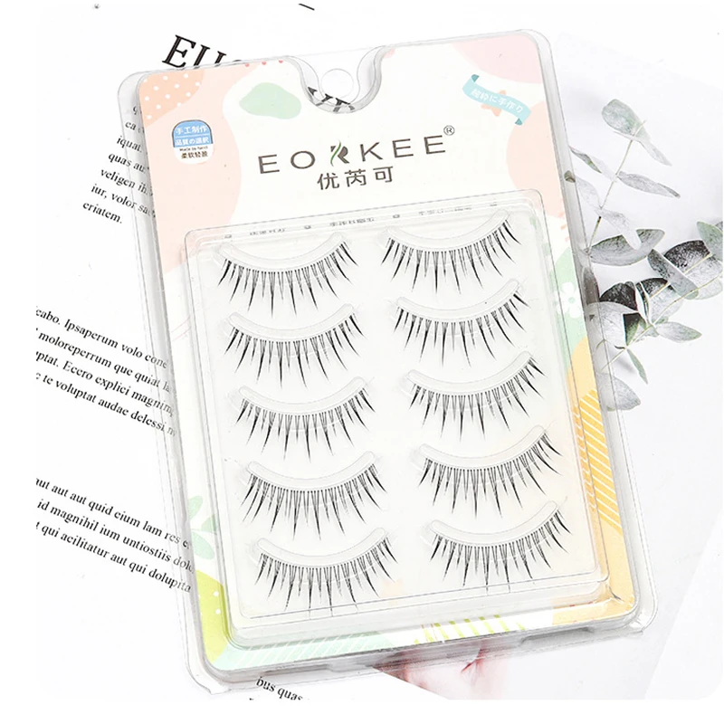 Fairy 5 Pairs Air Lash New A-Type Fishtail False Eyelashes Transparent Stem Manga False Lashes Nature Nude Makeup Little Devil