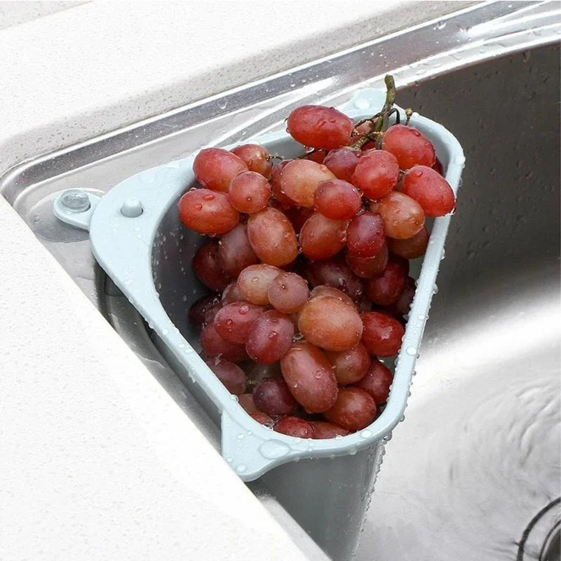 Triangular Sink Drain Shelf Drain Rack Multifunctional Storage Holders Sucker Kitchen Drain Holder Suction Cup Sink Shelf Tools