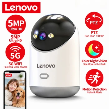 Lenovo 5MP IP Camera 5G/2.4G WiFi Home Indoor HD Wireless Surveillance Camera Auto…