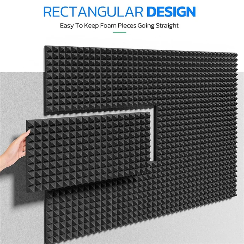 

A29Z-12 Pack Self Adhesive Pyramid Sound Proof Foam Panels, 24 X 12 X 2Inch Acoustic Panels,For Noise Absorbing Canceling