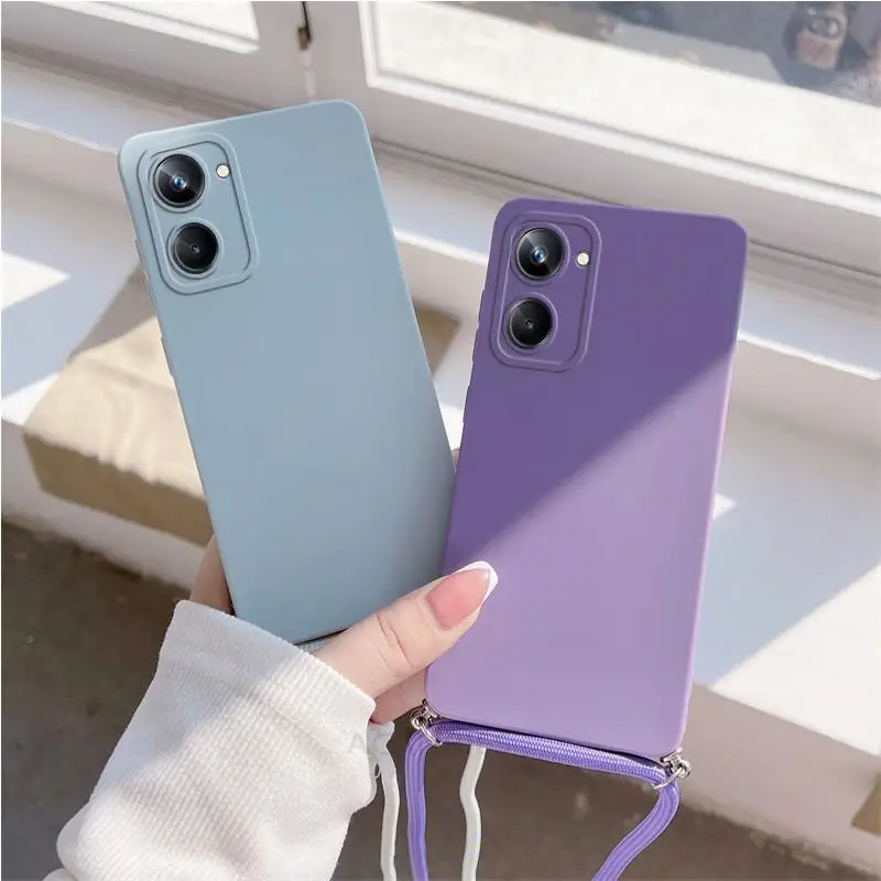 Realme8 8pro Crossbody Lanyard Case For Oppo Realme 10 9 Pro Plus 8 5g 4g Realme9 Cord Silicone Back Cover Realme10