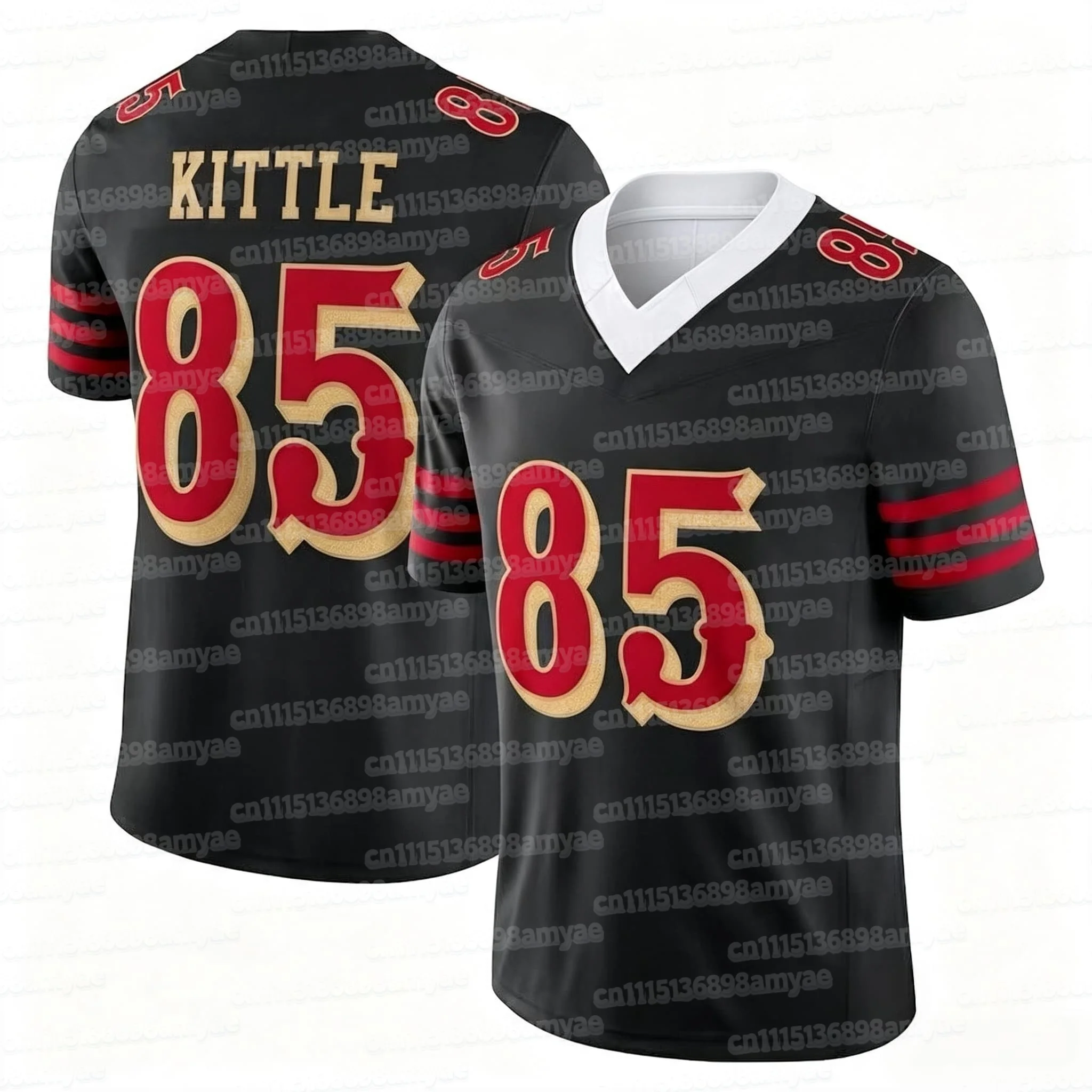 2026 Heißer Verkauf # 23 McCaffrey Fußballtrikot V-Ausschnitt Kurzarm Sporttop für Fans Schnelltrocknendes Sportshirt für Familien-Matches – Detail 9