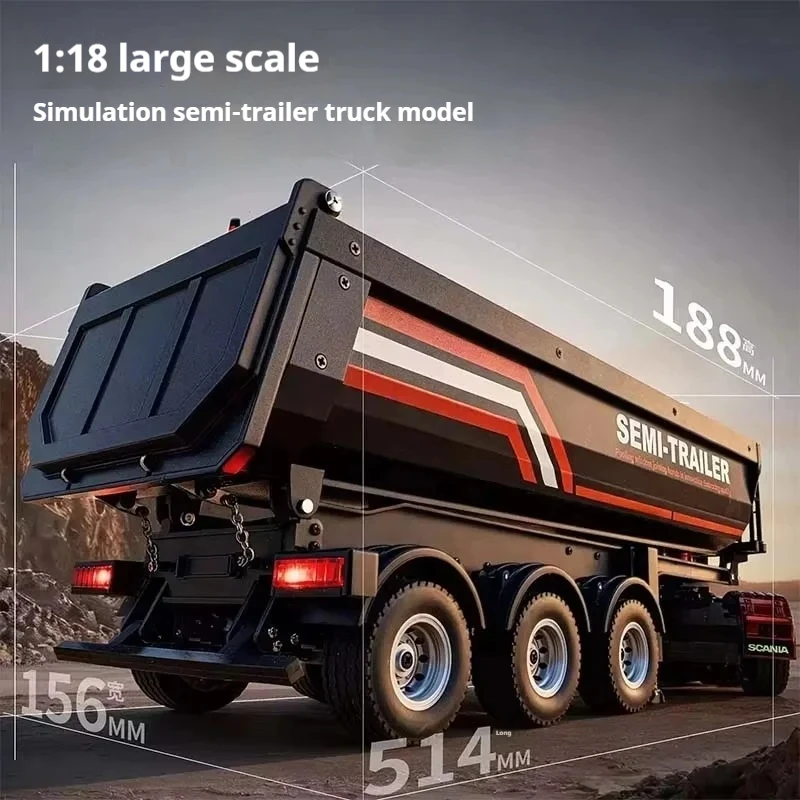 RC 1:18 Simulation Semi-Trailer Body For 509D RC Tractor Truck 1501 Dump Truck Bucket Desktop Collection Modle Toy Adult Gift