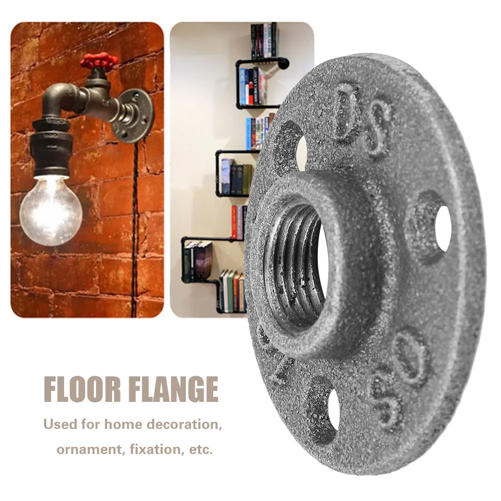 Iron Pipe Flange Wall Mount Flange Black Malleable Iron Floor Flange  Threaded Fitting Pipe Antique Wall Flange