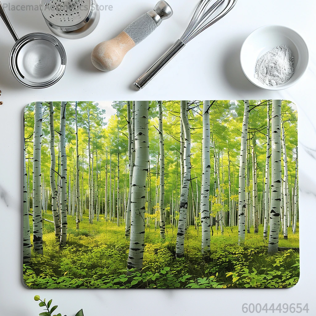 Kaffeetassen-Trockenmatte mit Grasblättern, Rutschfeste Absorbierende Matte aus Kieselgur für Geschirr, Küchenarbeitsplatte und Kaffeebar