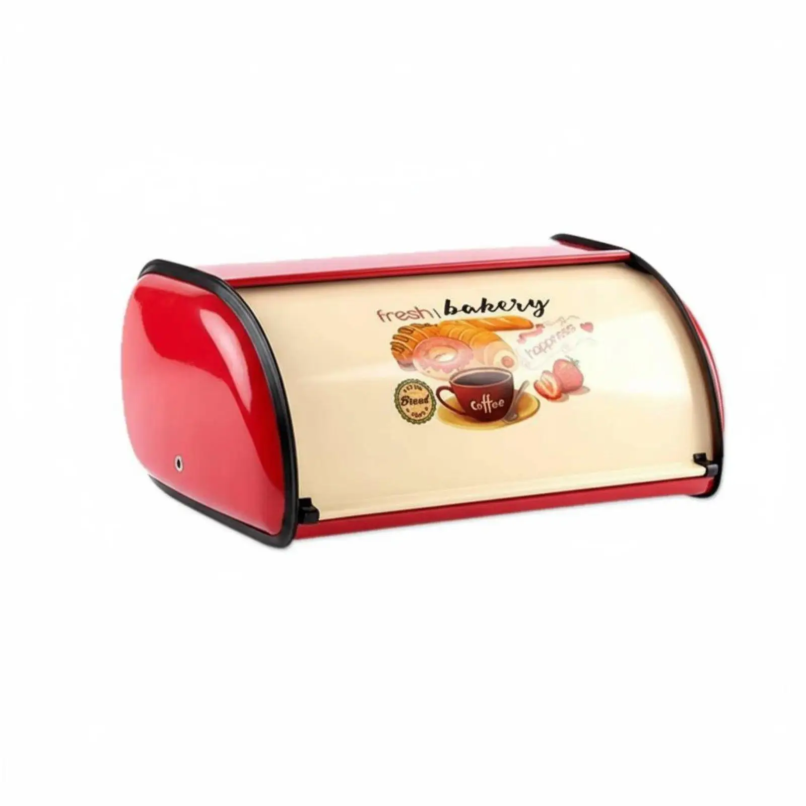 Large Bread Storage Container for Kitchen Galvanized Metal Bread Keeper with Curved Sliding Lid Retro Design for Countertop