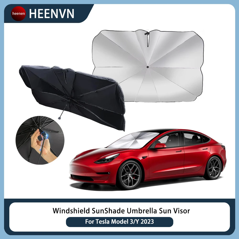 

Windshield SunShade Umbrella For Tesla Model 3 Model Y 2023 Hemmed Edges Cover Parasol Car Summer Sun Protector Auto Accessories
