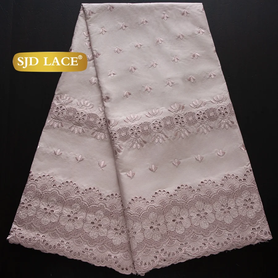 SJD LACE African Cotton Lace Fabrics Man Suit 5Yards 2026 High Quality Nigerian Embroidery Swiss Voile Lace for Women Party Dresses 4433