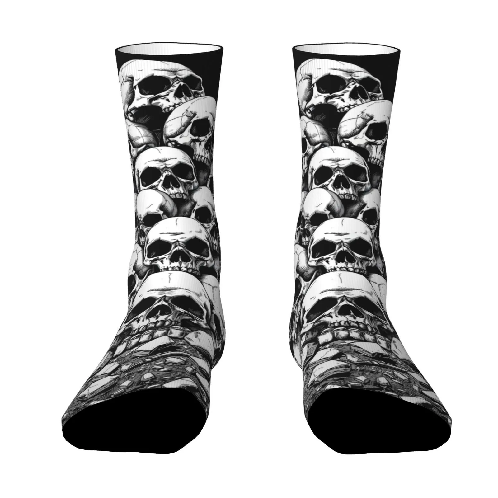 Unisex Mid-Calf Socks Christmas Skull Print Breathable Comfortable for Outdoor Sports Daily Wear