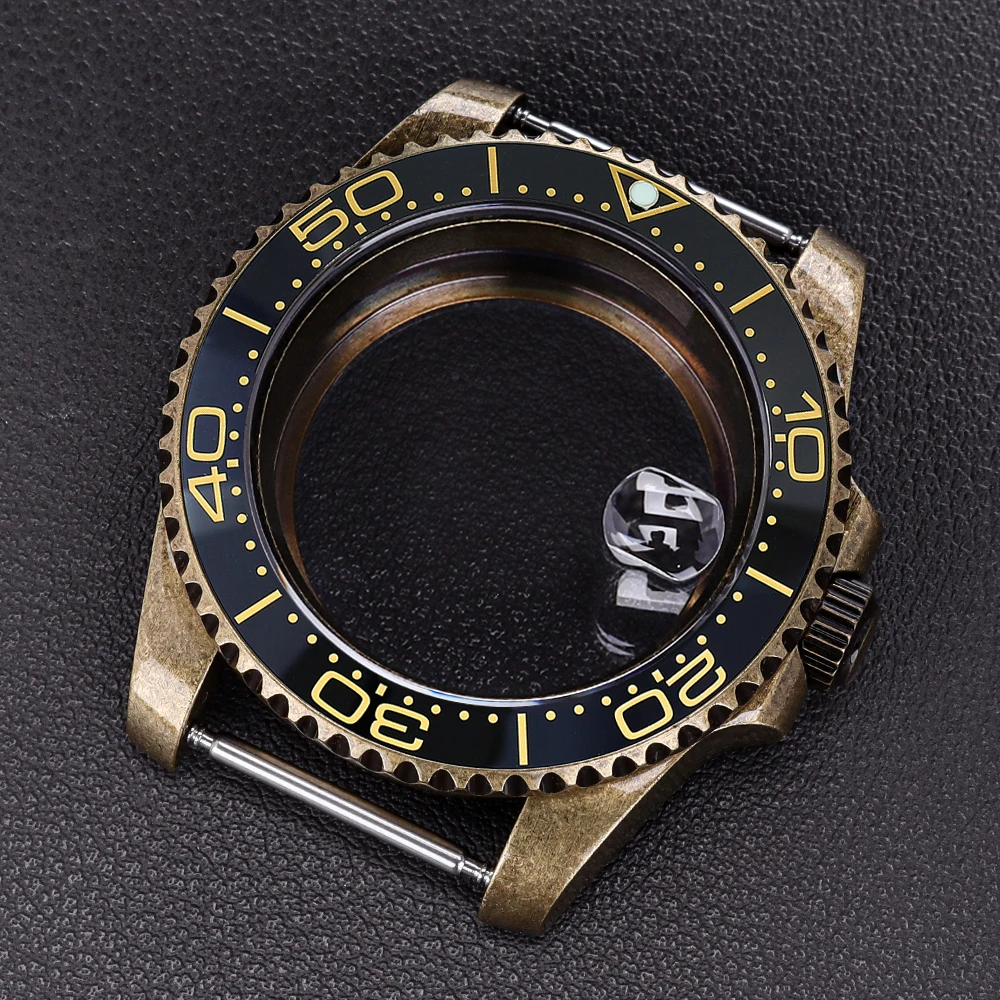 

Bronze Retro 40mm Luxury Watch Case 120Clicks Men's Diver Case For SUB GMT NH35 NH36 NH34 NH38 Automatic Movement Sapphire Glass