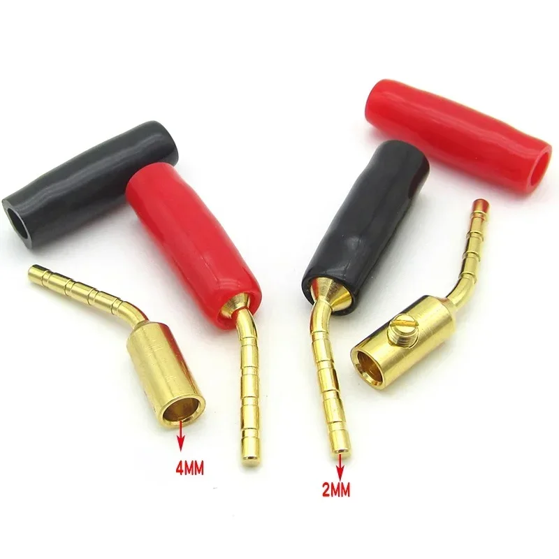 4/10Pcs 2mm Banana Plugs Elbow Bend Pin Male Straight Plug Banana Plug Connector for Audio HIFI Speaker Adapter