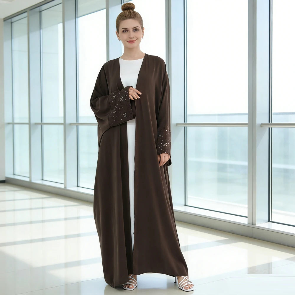 

Luxury Diamonds Open Abaya Dubai Kaftan Women Muslim Dress Ramadan Kimono Cardigan Kebaya Eid Caftan Femme Robe Islam Jalabiya