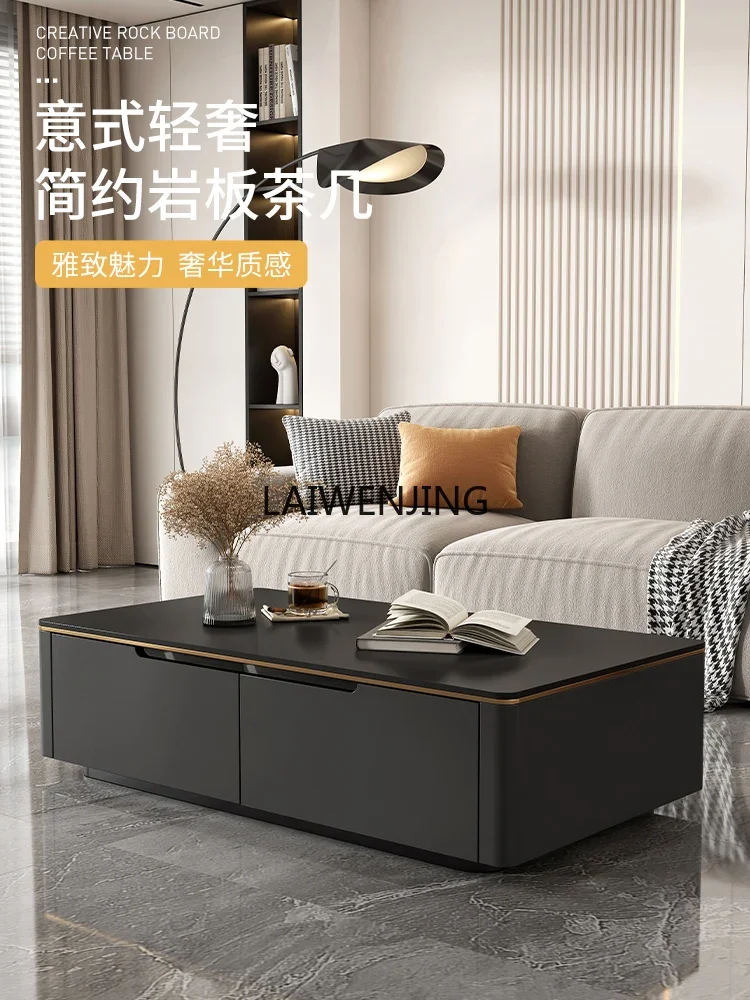 SGF light luxury square rock slab coffee table household advanced large-capacity storage tea table