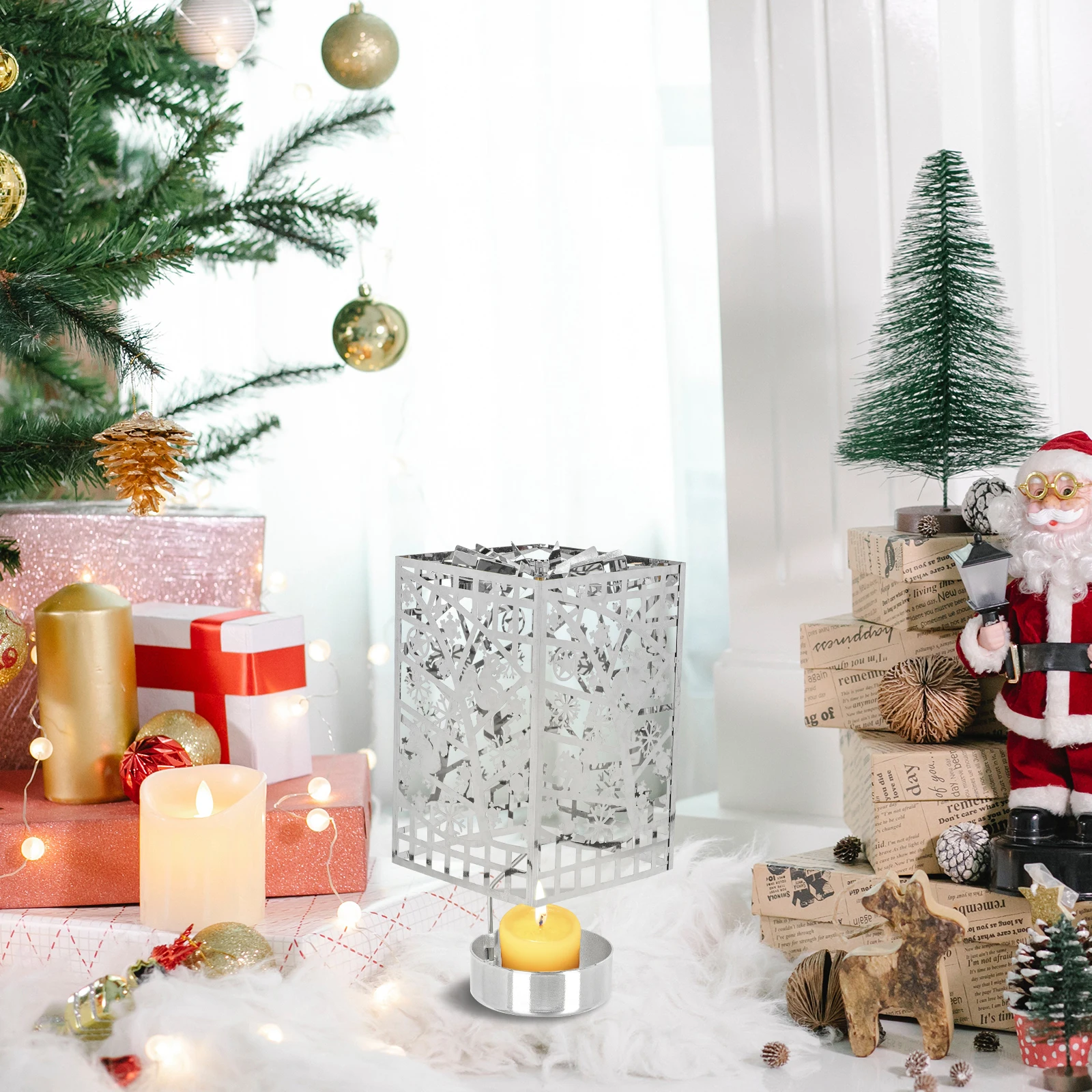 

Aroma Candlestick Elegant Stainless Steel Glass Heat Resistant Tray Decor Holders Table Top Home Office Study Room Tea