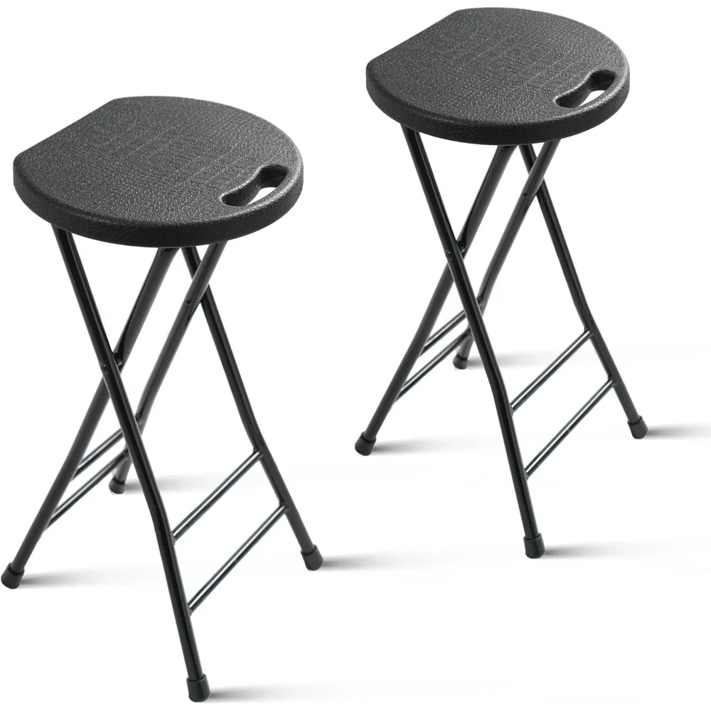 

24-Inch Folding Stool with Handle, Folding Bar Stool with Non-Slip Feet,Folding Chair,Indoor and Outdoor Foldable Stool
