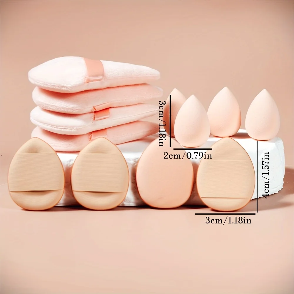 Spugne per trucco da 12 pezzi: frullatori di bellezza senza lattice per pelli sensibili, applicazione a doppio uso umido/secco (amichevole ai principianti)