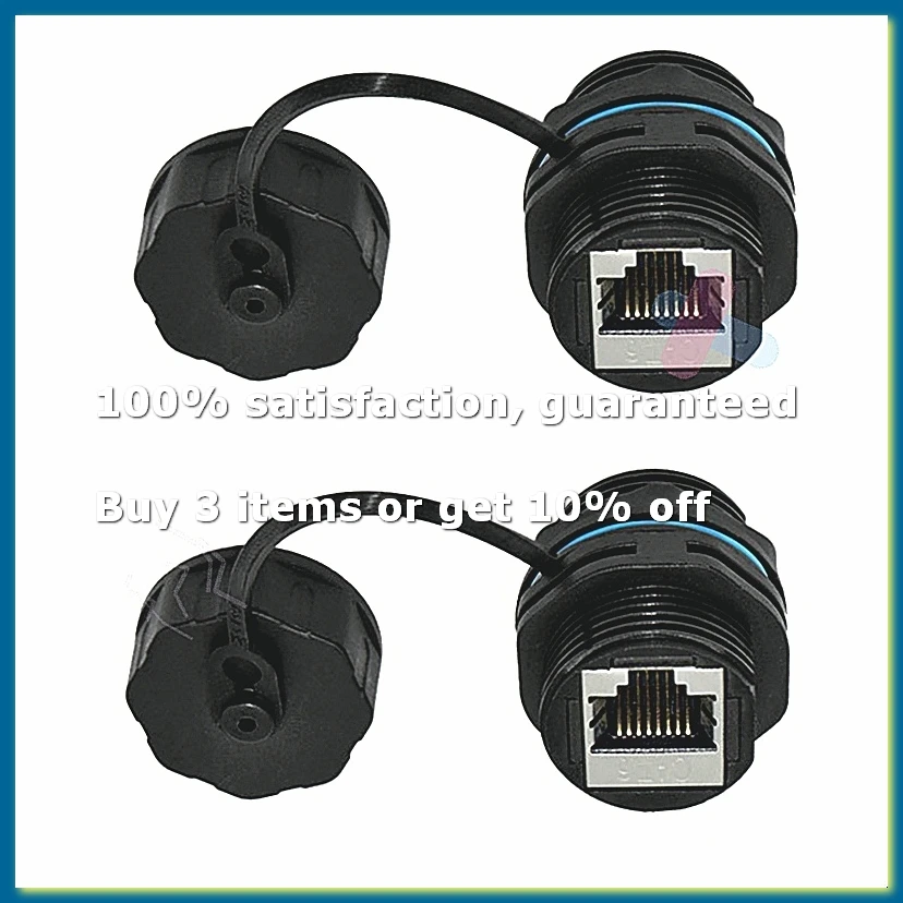 2PCS IP68 Shielded Industrial Panel Mount RJ45 Coupler Ethernet LAN Through Connector for CAT6 CAT5E CAT5