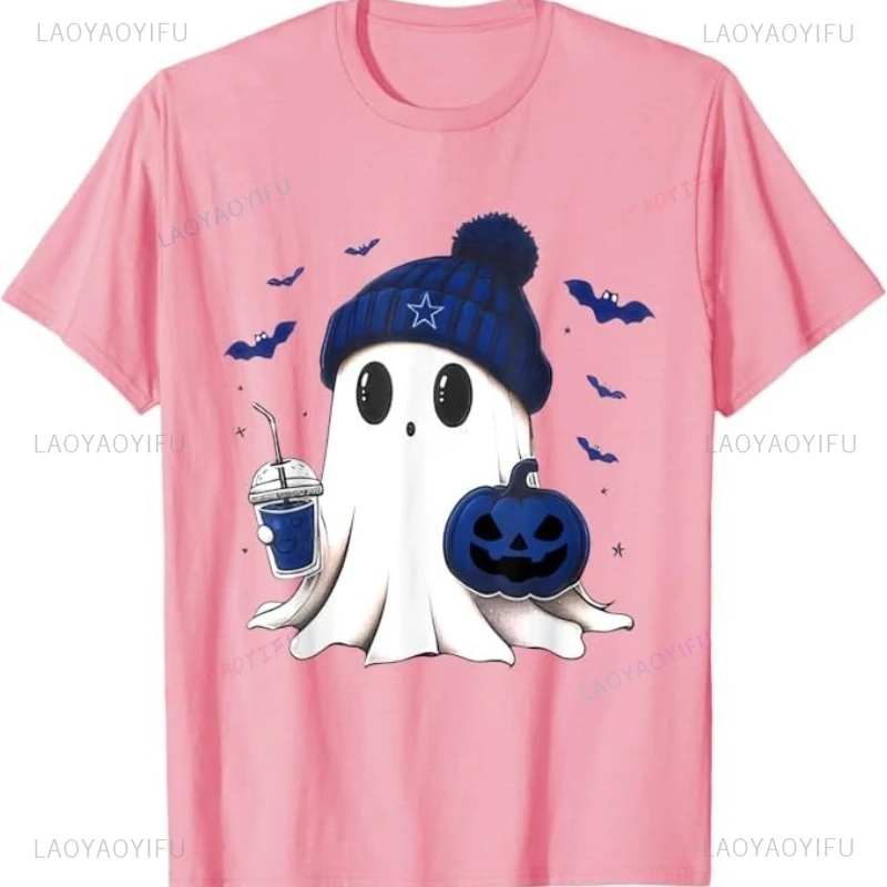 

Милая футболка с изображением призрака на Хэллоуин, тыквы, подарок на Хэллоуин, аниме, подходит для мужчин и женщин, наряд, хлопковая футболка с принтом, топ