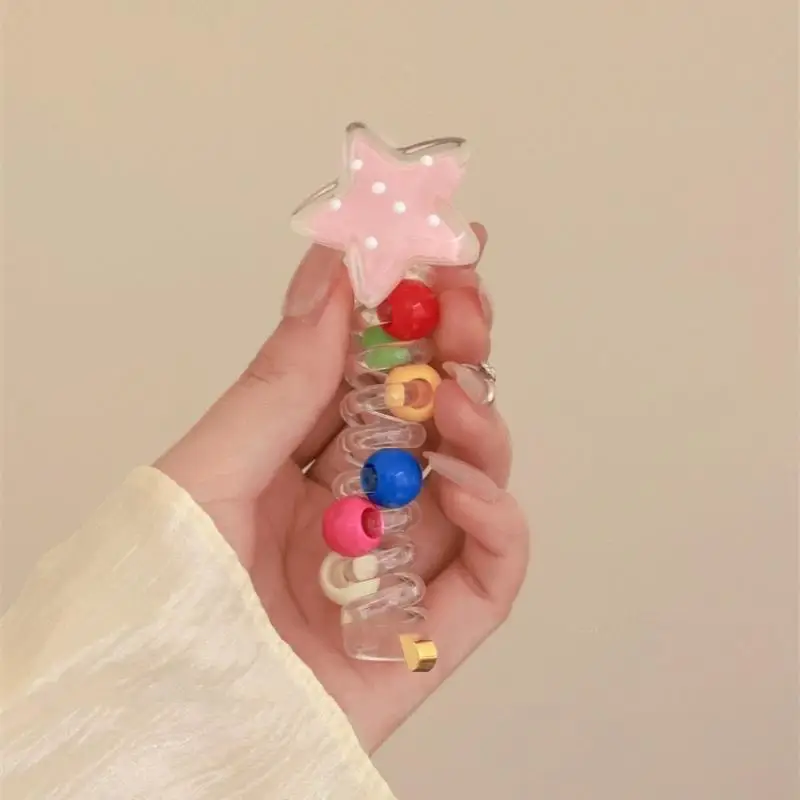 Telefonkabel-Haarband, schadet dem Haar nicht, hochelastisches Gummiband, Perlen-Haarbänder, Damen-Haaraccessoires – Detail 1