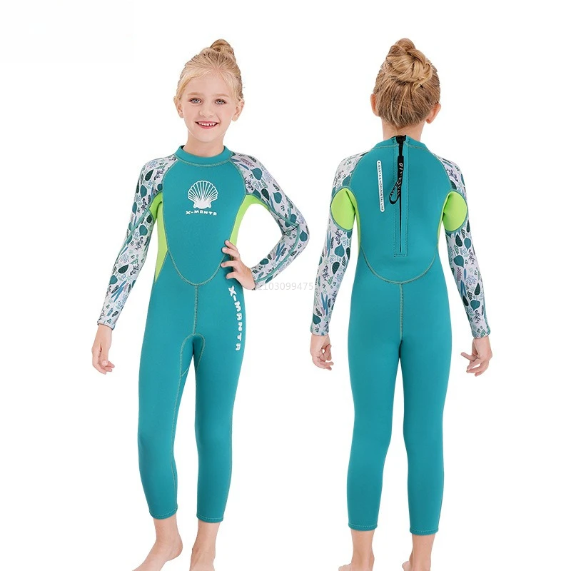 

Girls 2.5MM Neoprene Wetsuit Back Zipper Surfing Snorkeling Swimming Suit Long Short Sleeves Kids Freediving Wading Diving Suit