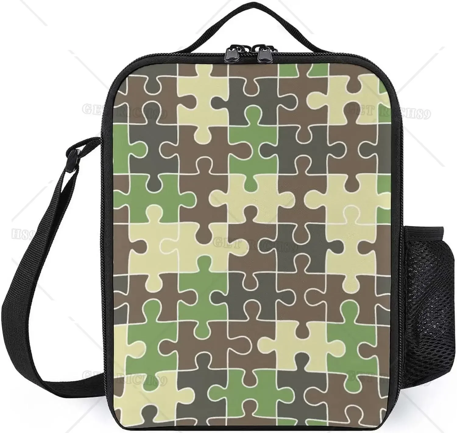 Autism Awareness Puzzle Insulation Lunch Tote Bag for Women Men Reusable Portable Cooler Bag for Work Travel Picnic School