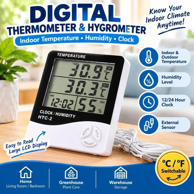 LCD Digital  Hygrometer Indoor Room Electronic Temperature Humidity Meter Sensor Gauge Weather Station For Home