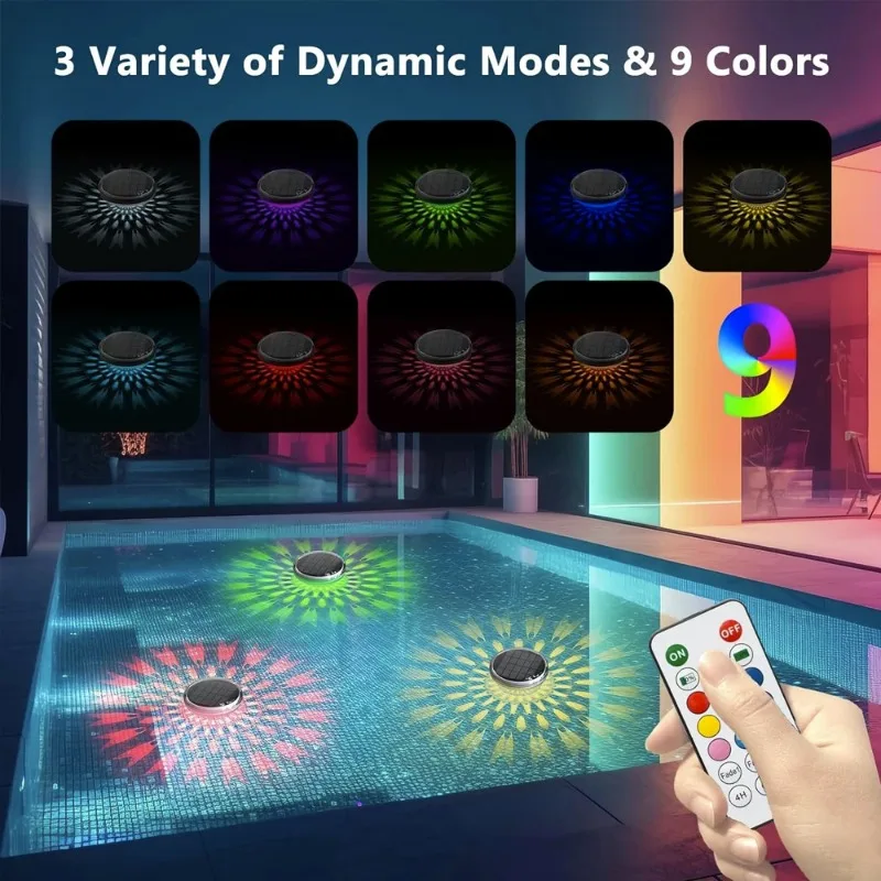 Solar Floating Pool Lights Color Changing Pool Light IPX7 Waterproof with Remote for Pool Pond Hot Tub Wedding Party Decoration