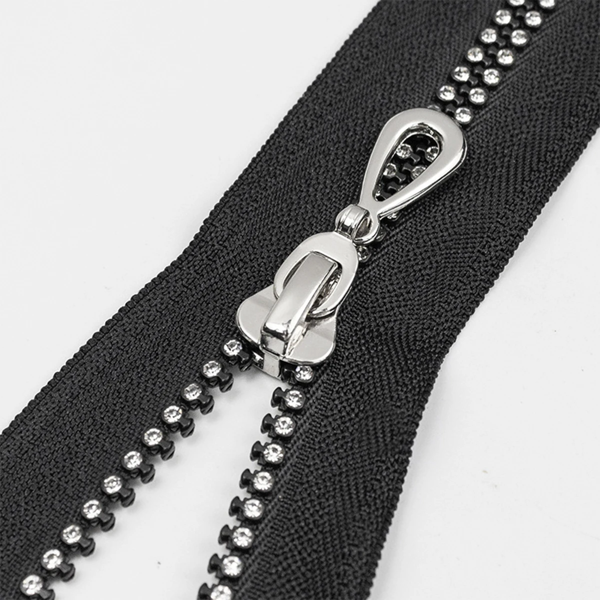 (3PCS)5# Diamond Zipper AB Color Diamond-set Diamond-open Self-locking Single Tail Decorative Resin Zipper