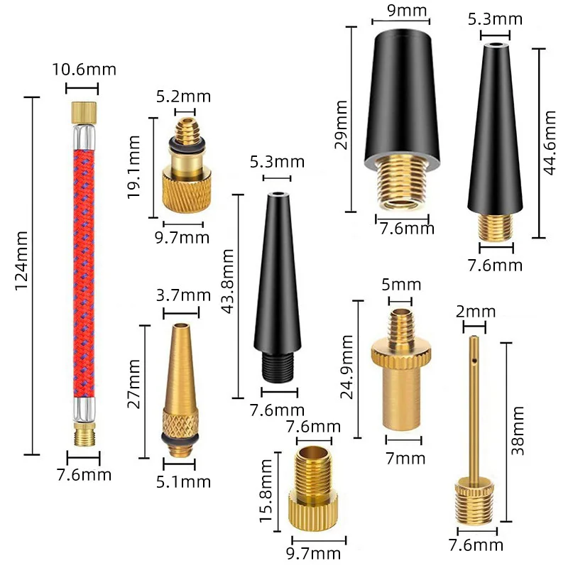 Fahrrad-Luftventil-Adapter-Set Fahrradventil-Set SV AV DV Fahrradpumpe – Detail 2