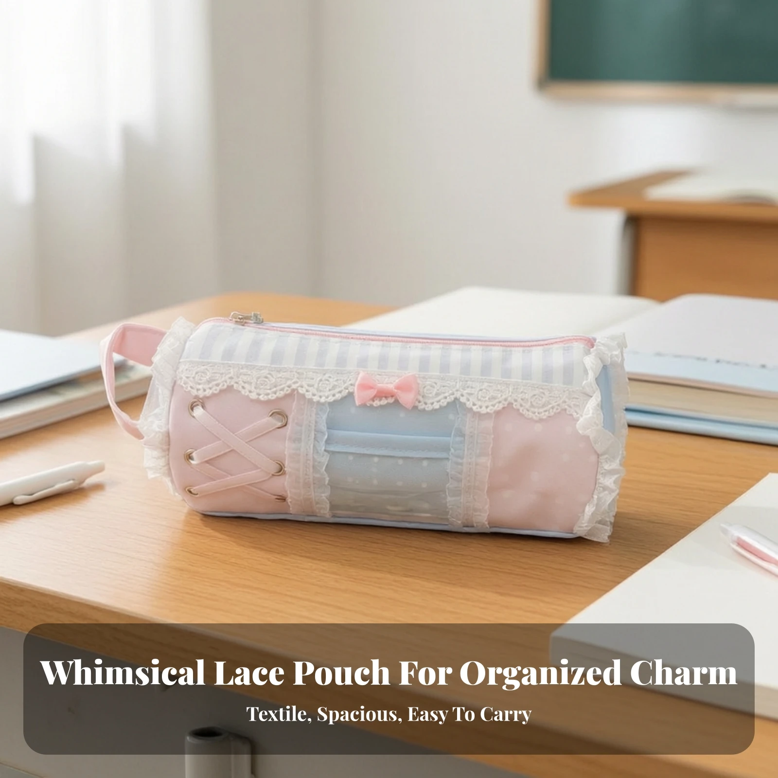 Cloth Pencil Case Roomy Rectangular Soft Pencil Case Pen Organizer Kawaii Easy to Clean for School, Study