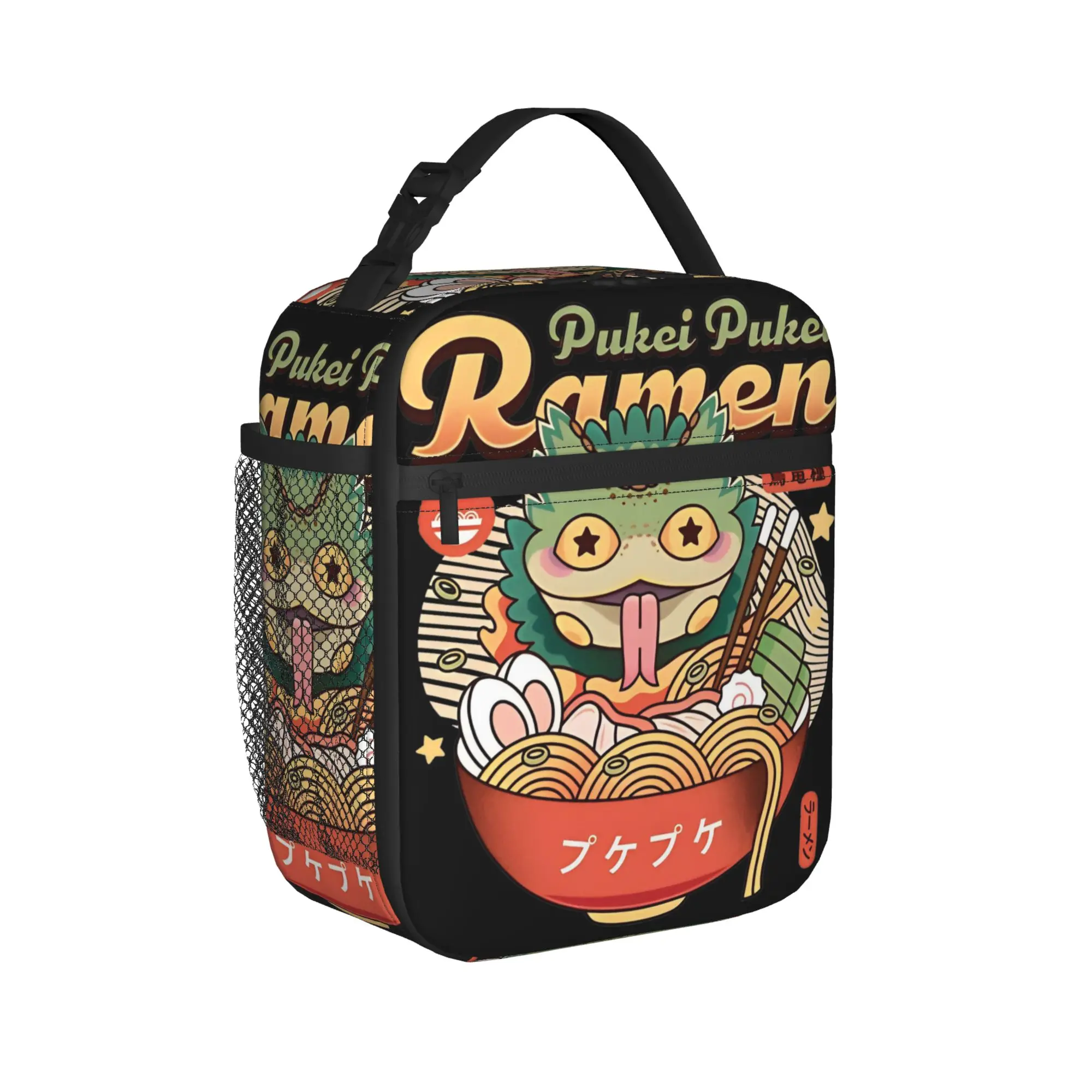 Pukei Pukei Ramen Vintage Insulated Lunch Bags Monster Hunter Reusable Thermal Bag Lunch Box Tote Office  Picnic Food Handbags