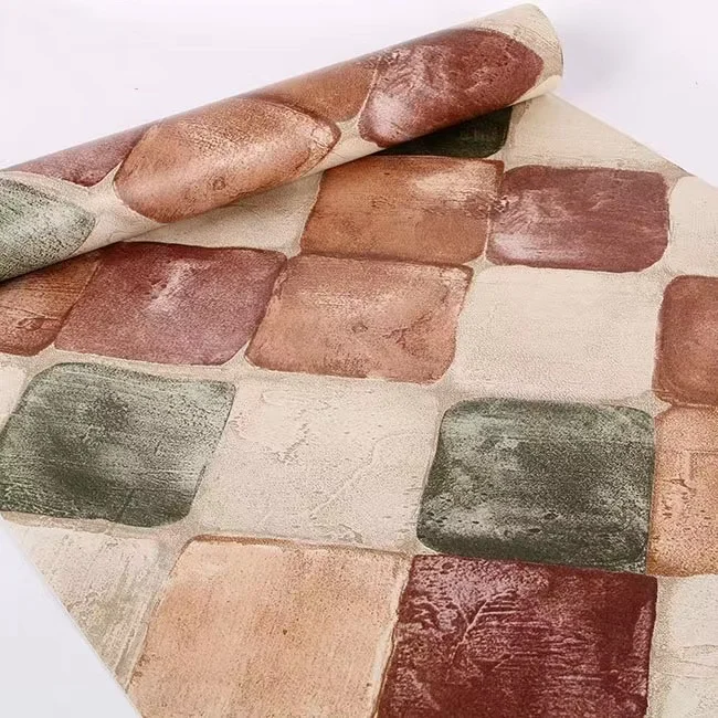 Zelfklevende PVC geplaveide behang roll 0.45x10 m