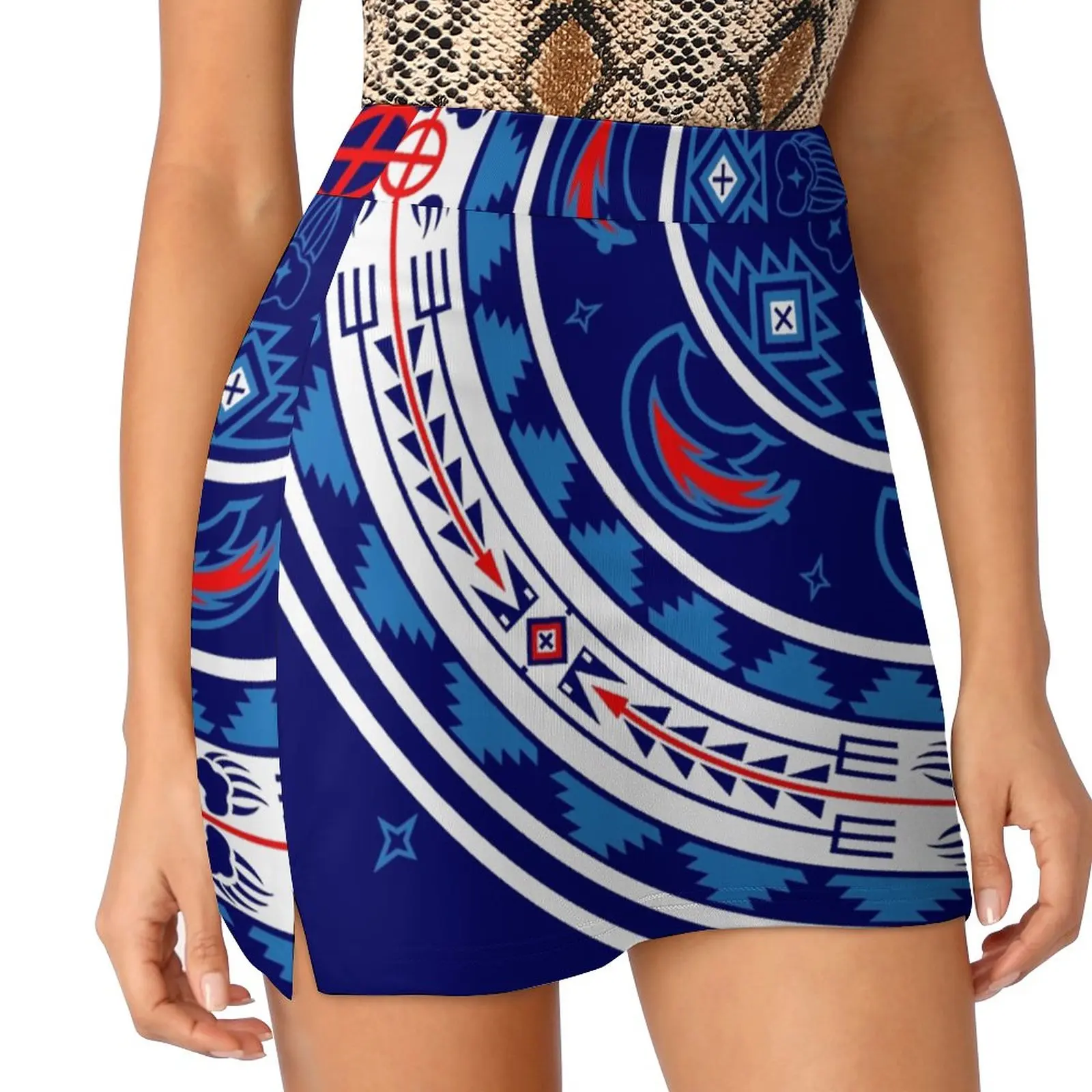 Bear Spirit Blue Women's skirt Aesthetic skirts New Fashion Short Skirts Designs Melvin War Eagle Bear Designs Blue Designs