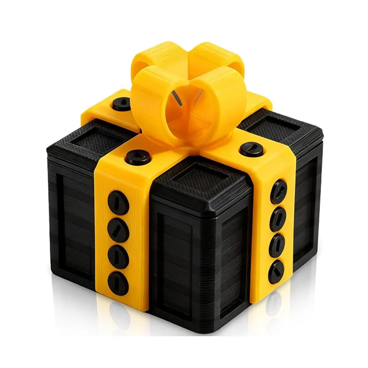 ABZT Prank Gift Box - 3.14in, 3D Printed Box with Screws, Surprise Funny Puzzle Box, Gift Boxes for Presents Black-Gold