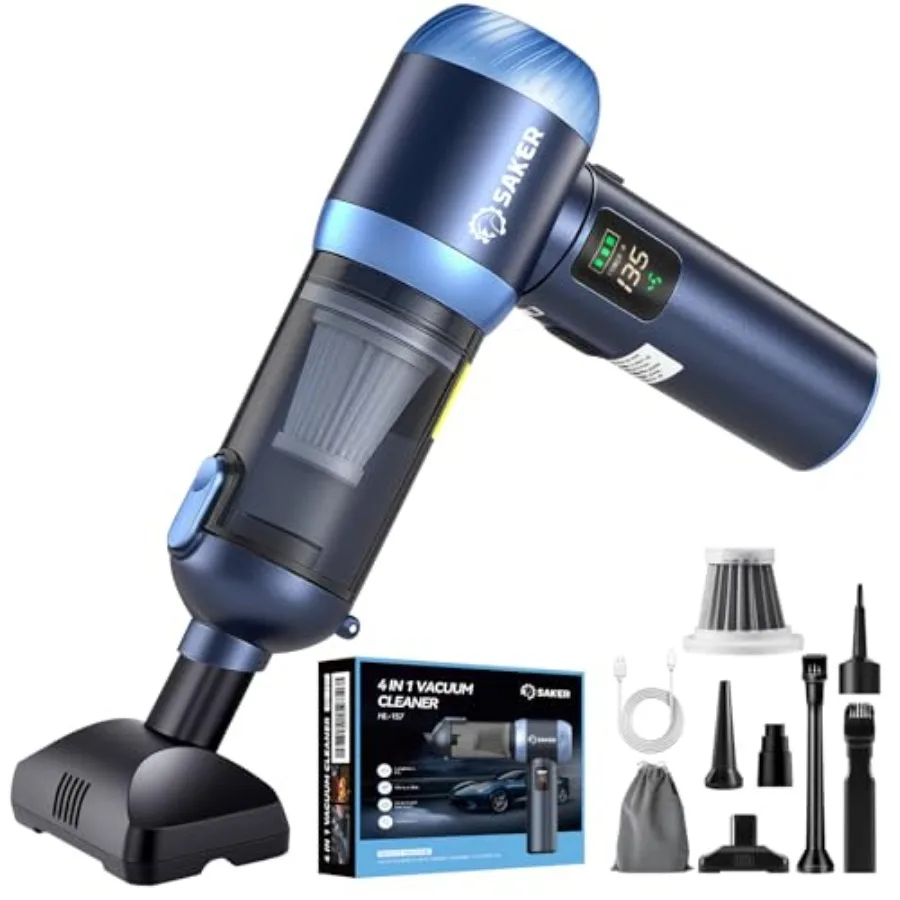 

Car Vacuum Portable Cordless 20000Pa Suction Power 4 in 1 Handheld Vacuum with LED Light Type-C Portable Mini Vacuums for Valen