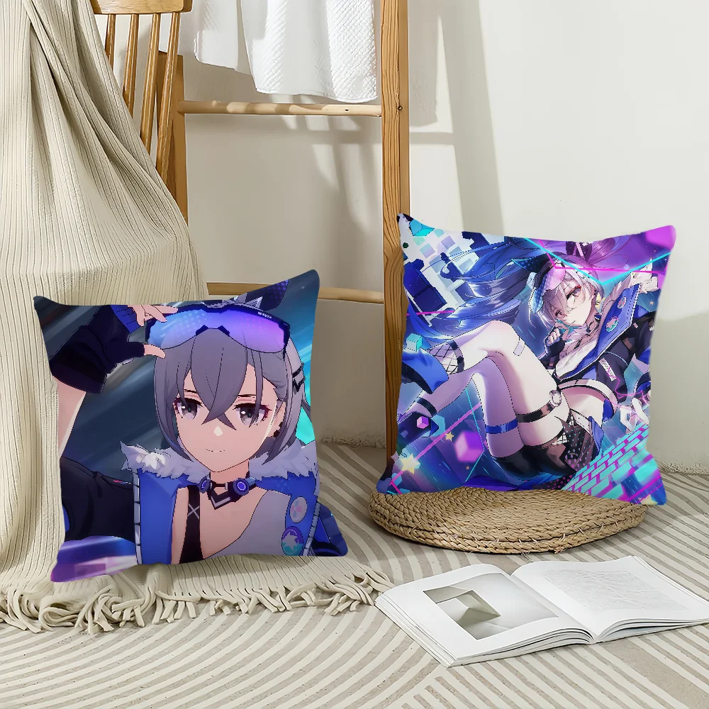 Honkai Star Rail Silver Wolf cushion cover Anti-dustmite Sofa Cushion Decorative Office Cover Lounge Area Indoor & Outdoor Use